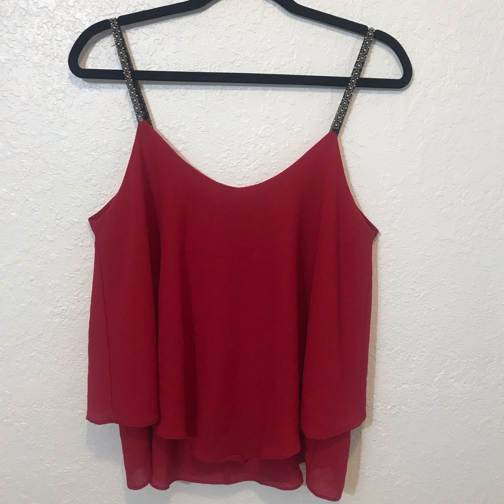 SOLD Love Marks L Red Polyester 2 Layer Blouse